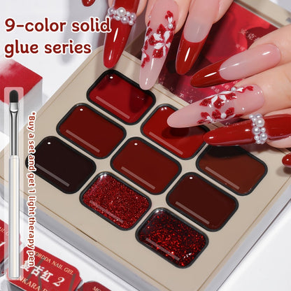 Gradient Gel Nail Polish Set 9pcs Ancola Red Collection – High Saturation Solid Gel, Shiny Gloss Finish, LED Curable Multifunctional Nail Gel | Spring Summer Ombre DIY Manicure Kit for Women