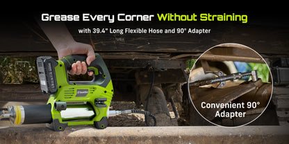Electric Grease Gun 12000PSI Cordless – 3-Speed Brushless Motor, Dual 2.0Ah Batteries, LED Light, Heavy-Duty Wireless Grease Gun for Automotive, Farm & Industrial Lubrication