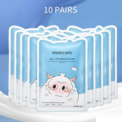 Moisturizing Foot Mask Socks with Goat Milk, Niacinamide & Ceramides — Exfoliating Cracked Heel Treatment, Hyaluronic Acid & Allantoin for Soft Smooth Feet, Hand & Foot Mask Set 10 Pairs