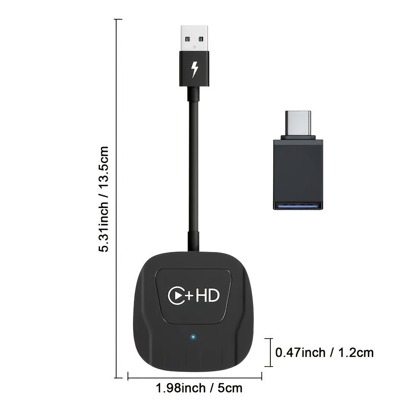 Wireless CarPlay HDTV Adapter with USB Converter, Supports Multimedia Device Mirroring, And Is Compatible with Various DP-enabled Devices