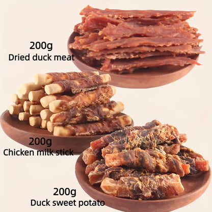 Natural Dog Treats Set Duck Chicken Milk Stick Sweet Potato Grain Free High Protein Low Fat Dental Health Gift Box Combinations for Dogs
