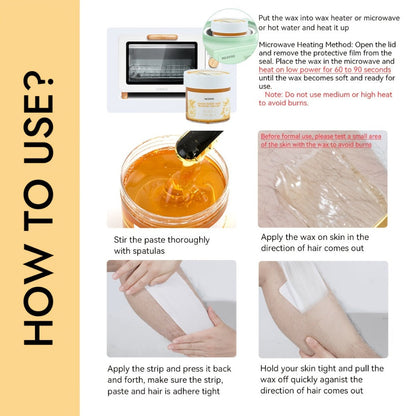 Sugar Wax Hair Removal Kit 300g - Gentle Soft Wax with Strips & Sticks for Body Hair Removal, Lemon or Activated Carbon Formula, Residue-Free At-Home Waxing for Women