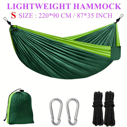 Lightweight Camping Hammock – Nylon Double & Single w/ Hooks, Ropes & Bag