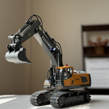 RC Excavator Toy 1:24 Scale 2.4GHz 9-Channel Remote Control with Alloy Metal Cap Lights & Sound Rechargeable Battery – Construction Truck for Boys Ages 6+ Birthday Christmas Gift Multiple Colors