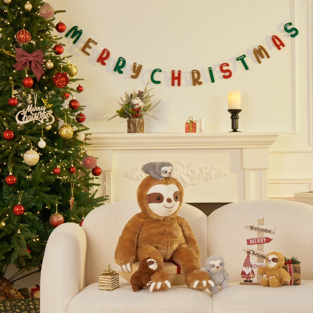 Large Sloth Stuffed Animal Set 5 Pack 22 Inch – Realistic Bradypus Plush with 4 Small Sloth Toys, Birthday Christmas Halloween Gift for Boys Girls Kids by MaoGoLan