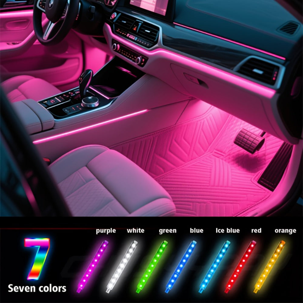 4pcs RGB Car Interior LED Footwell Lights App & Remote Control DIY Music Sync 12V USB Multicolor Ambient Lighting Kit for All Vehicles Cars Trucks SUVs, Under Dash Floor Accent Lights