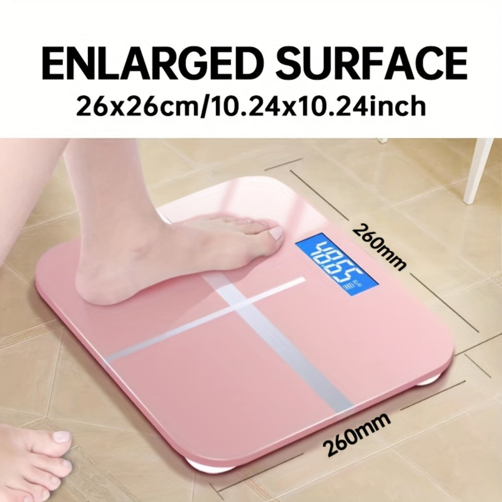 USB Rechargeable Bathroom Scale 400lb – Smart Digital Body Weight Scale, HD LCD & Fahrenheit Temperature Display, kg/lb Switch, Ultra-Wide Platform, USB Charging or Battery Powered, Black & Pink