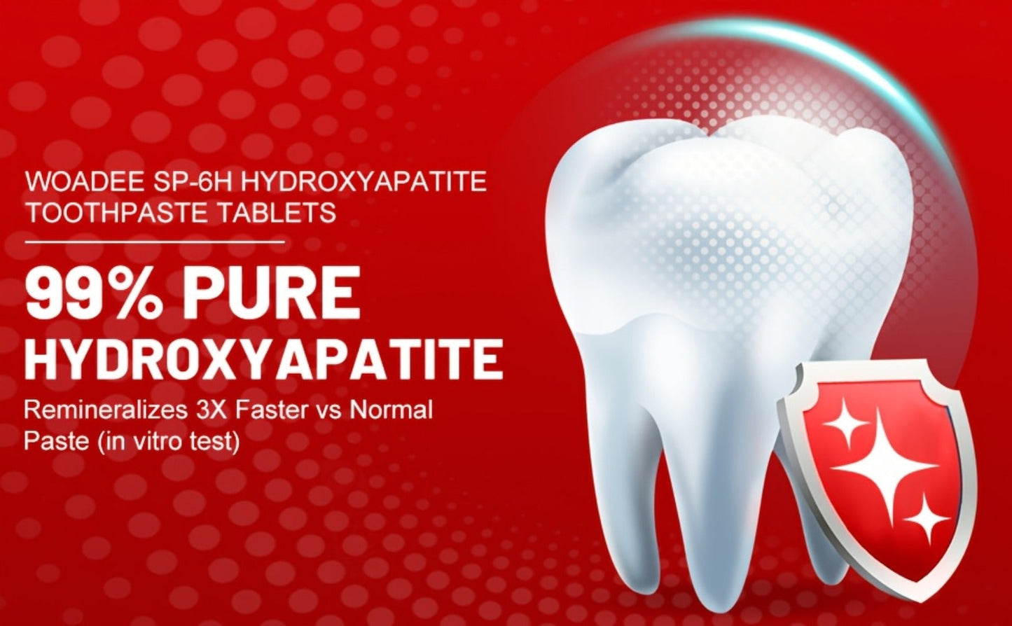 Toothpaste Tablets Hydroxyapatite Fluoride Free - 62 Count Chewable Solid Toothpaste, Deep Cleaning, Peppermint Fresh Breath, Portable Travel Size, Natural Dental Care Tabs