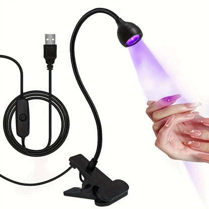 LED Nail Lamp Clip-On Hands-Free with Flexible Metal Tube & Multi-Color Lighting – UV Gel Nail Dryer for Manicure Pedicure Home DIY Nail Art Includes 10pc Nail Glue Gift for Women