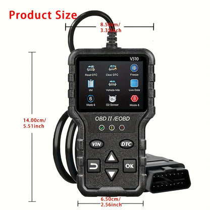 2025 Newest OBD2 Scanner Diagnostics Tool, Full OBD2 Functionality, Reset, Modes 6 & 8, Engine Code Reader for All OBDII/EOBD Vehicles Post-1996, 36V Max, USB Powered, No Battery Included