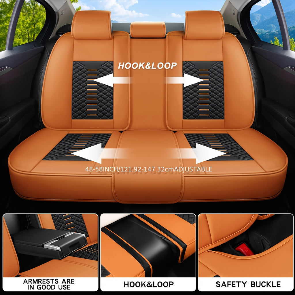 5-Seat Nappa Leather Breathable Perforated Air Hole Universal Car Seat Covers Full Set Full Surrounding Front Back Side Cushion Protector Fit for Most Cars SUV Truck Sedan