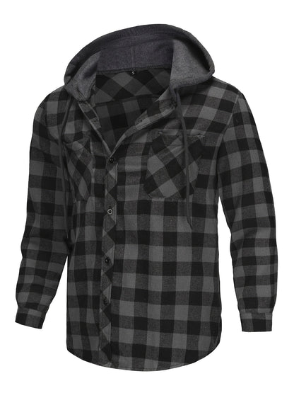 Men's Hoodie - Long Sleeve Button-Front