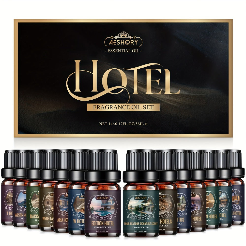 Essential Oil Diffuser Gift Set 14 Pcs – Luxury Fragrance Oils for Diffuser, Candle Making & Aromatherapy | Hotel Collection Scents