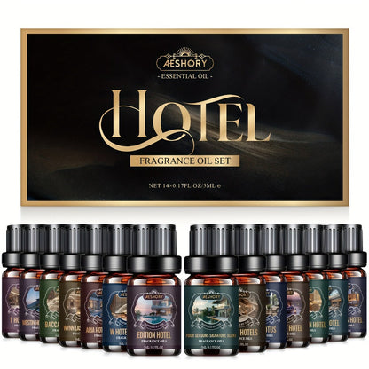 Essential Oil Diffuser Gift Set 14 Pcs – Luxury Fragrance Oils for Diffuser, Candle Making & Aromatherapy | Hotel Collection Scents