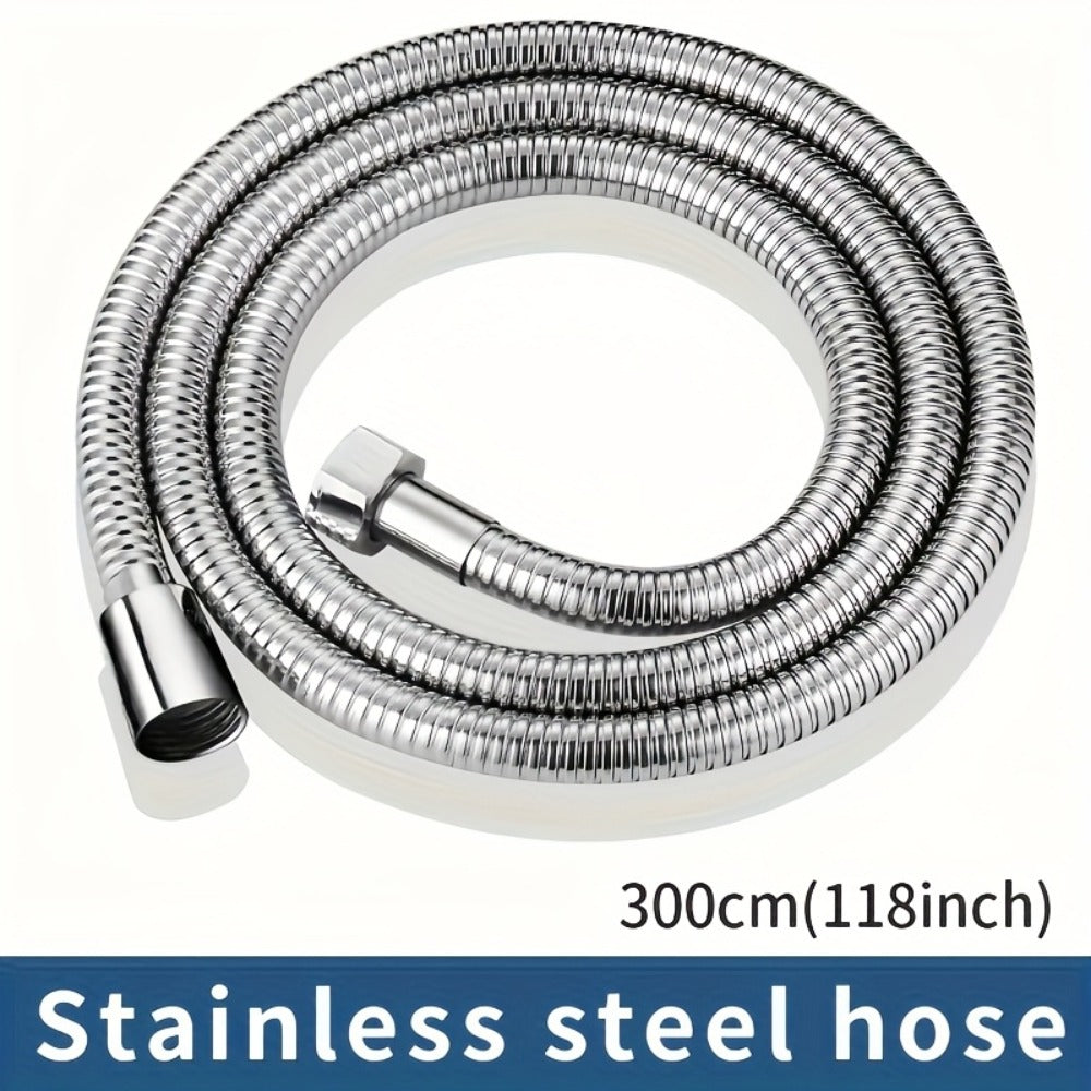 Flexible Stainless Steel Shower Hose Electroplated - Round Shape, Wall-Mounted Easy Install, for Rainfall Shower Heads & Sprayers, 59" / 78.7" / 118" Length Options, Chrome Finish