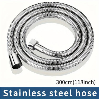 Flexible Stainless Steel Shower Hose Electroplated - Round Shape, Wall-Mounted Easy Install, for Rainfall Shower Heads & Sprayers, 59" / 78.7" / 118" Length Options, Chrome Finish