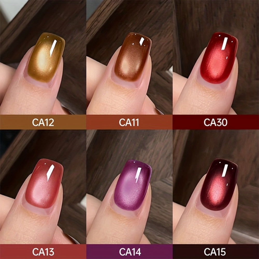 Cat Eye Gel Polish 15ml Plum Bordeaux Magnetic Soak Off UV LED – 3D Light-Shifting Effect Quick Dry Semi-Permanent Long-Lasting Fall Winter Dark Nail Colors for DIY & Salon Nail Art Women