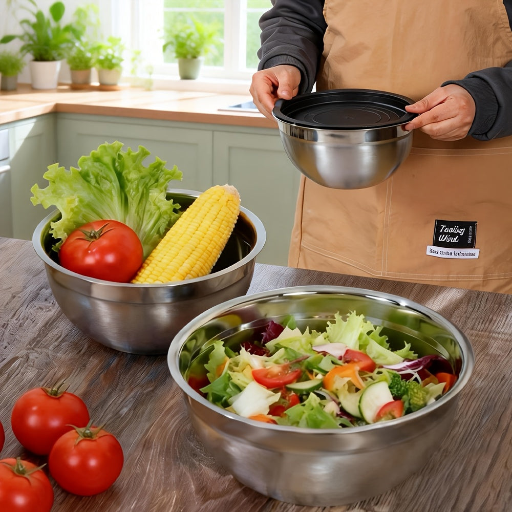 Stainless Steel Mixing Bowl Set 26pcs with Sealed Lids – 6 Bowls (0.7–3.6 Qt), 2 Colanders & 3 Sharpening Tools – Nesting Kitchen Bowls for Baking, Salad, Mixing, Storage & Camping