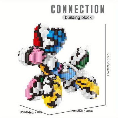Balloon Dog Building Blocks Set – Colorful Interlocking Brick Sculpture Pop Art Home Decor Display Model for Adults Teens Art Lovers Birthday Christmas Gift 5 Colors