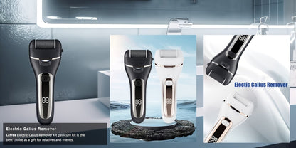Electric Foot File 14-in-1 Rechargeable Pedicure Kit 3 Roller Heads Dead Skin Callus Remover Portable Foot Scrubber Professional Foot Care Tool for Women Men Black White Silver