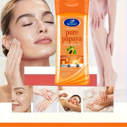 Papaya Brightening Body Oil 2pcs Multi-Use Non-Greasy Fast-Absorbing – Moisturizing Glow Oil for Skin Hair Nails Scalp, All Skin Types Skincare Gift Set for Women