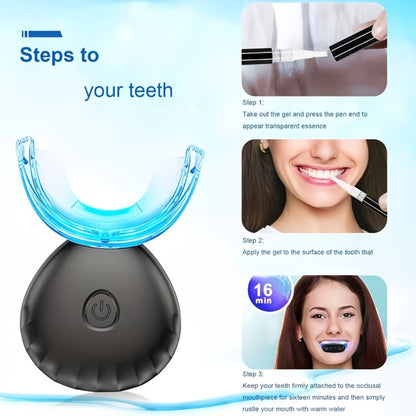 Blue Light Teeth Whitening Kit with 16-Point LED Accelerator, Wireless Whitening Device, 4 Gel Pens & Shade Guide, Natural Stain Removal for Coffee Wine Tobacco, Home Use
