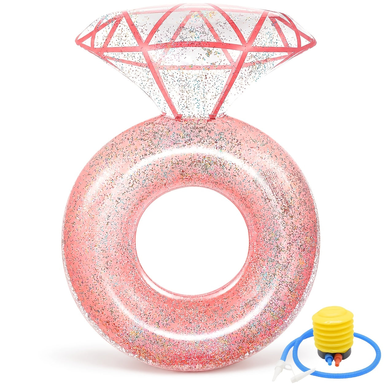 Giant Engagement Ring Pool Float 49×31 Inch Inflatable Diamond Ring Floatie for Bachelorette Party Bridal Shower Wedding Pool Decoration Adults Gold White Pink