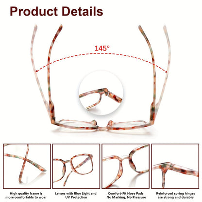 Blue Light Blocking Reading Glasses for Women 5-Pack – Stylish Computer Readers with Spring Hinges, Anti-Blue Light Lenses, Multiple Strengths 1.0–4.0x, Multicolor