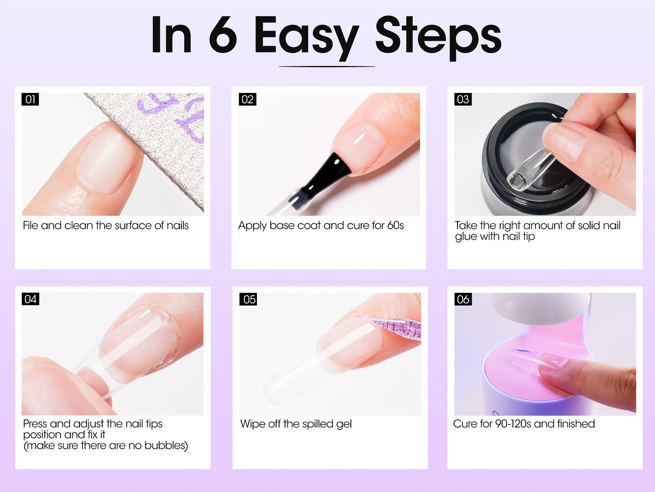 Solid Gel Nail Glue Kit with Mini LED Lamp — 8g UV Cure Gel Glue 28+ Days Long-Lasting Bond for Press On Nails Acrylic Tips Rhinestones, Non-Toxic Natural Resin, Salon & Home Manicure Gift Set