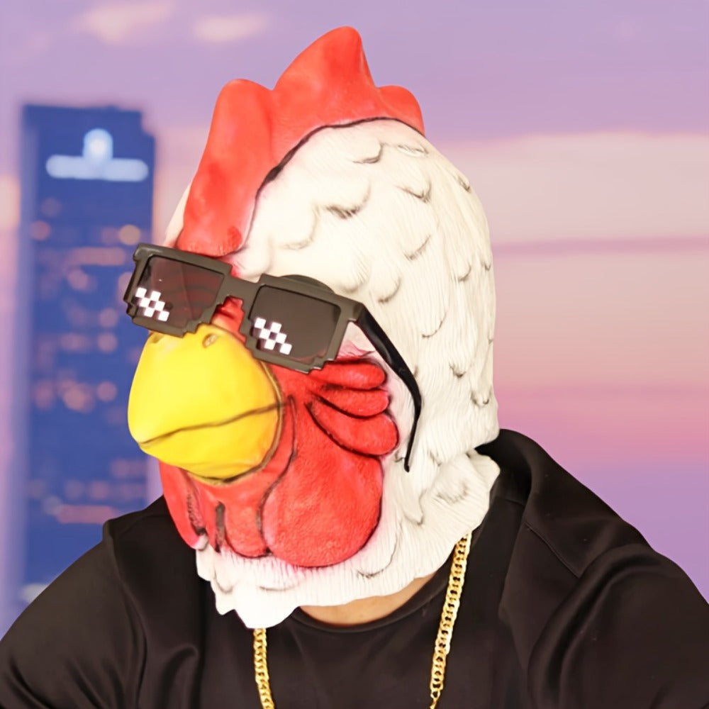 Rooster Latex Halloween Mask Full Head – Funny Chicken Animal Costume Mask with Realistic Combs & Wattle for Halloween Parties, Carnivals, Cosplay & Themed Events, One Size Fits Most Adults, Humorous Gift
