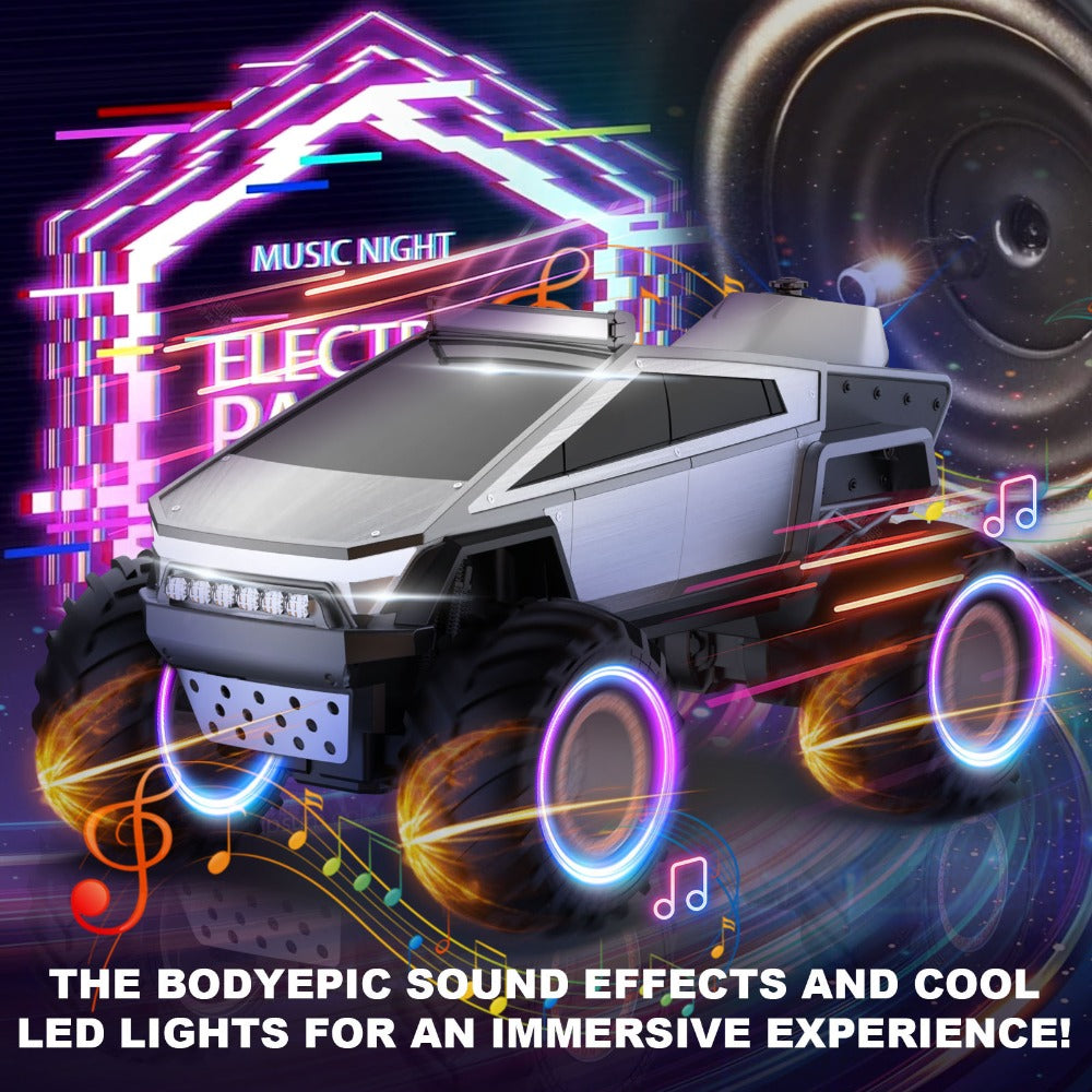RC Monster Truck Toy 1:14 & 1:18 Scale 2.4GHz 4WD All-Terrain Off-Road Vehicle with LED Lights, Water Spray Effect, Realistic Engine Sound, Metal Body, Big Wheels – Kids Gift