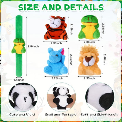 Stuffed Animal Slap Bracelets Bulk for Kids – Cute Plush Assorted Animal Bracelets for Party Favors, Classroom Prizes, Goodie Bag Fillers, Carnival Toys, Holiday Gifts (6/10/15/30 Pack)