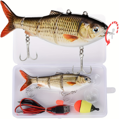 Electric Robotic Swimbait with USB Rechargeable LED Light – Multi-Jointed Wobbler Swimming Fishing Bait, Realistic Robot Fish Lure for Bass Pike Perch, Ice Fishing & Winter Fishing Gift for Men