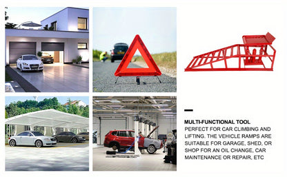 Hydraulic Vehicle Ramps 11,000 lb 5T Low Profile Heavy Duty Lift Service Ramps for Truck Trailer Garage – Adjustable Height, 1 Pack & 2 Pack, Red & Black