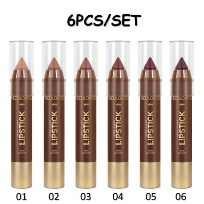 Non-Smearing Contour Lip Liner Set 6 Pcs – Smooth Paste Matte Formula Long Lasting Precise Definition, Outline & Fill Lips in Various Shades for All Skin Tones, Makeup Gift for Women