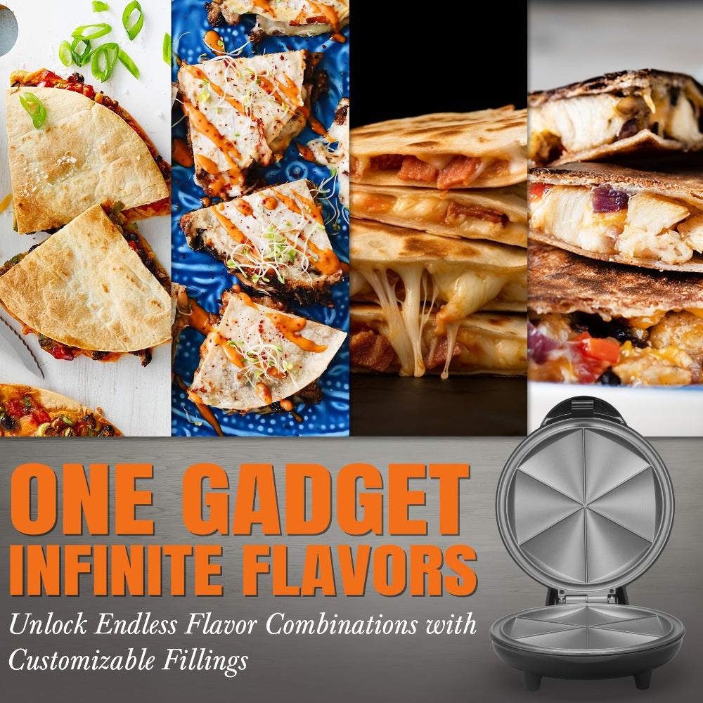 Electric Quesadilla Maker 9.5 Inch – Grilled Cheese Machine, Extra Stuffing Capacity, Easy 6-Wedge Slice, Non-Slip Feet | Also Available as 12 Inch Pizza Maker