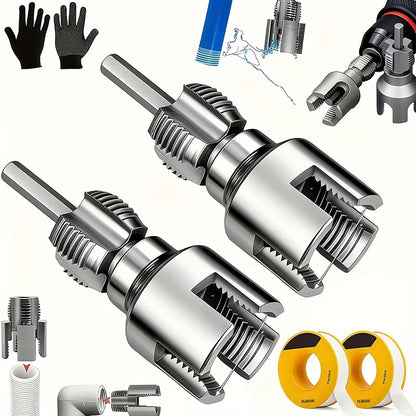 Pipe Thread Cutting Tool – High-Speed Steel Electric Drill Compatible PVC & Steel Pipe Threader, Inside & Outside Threading for 1/2" & 3/4" Pipes, Professional Plumbing & DIY Kit