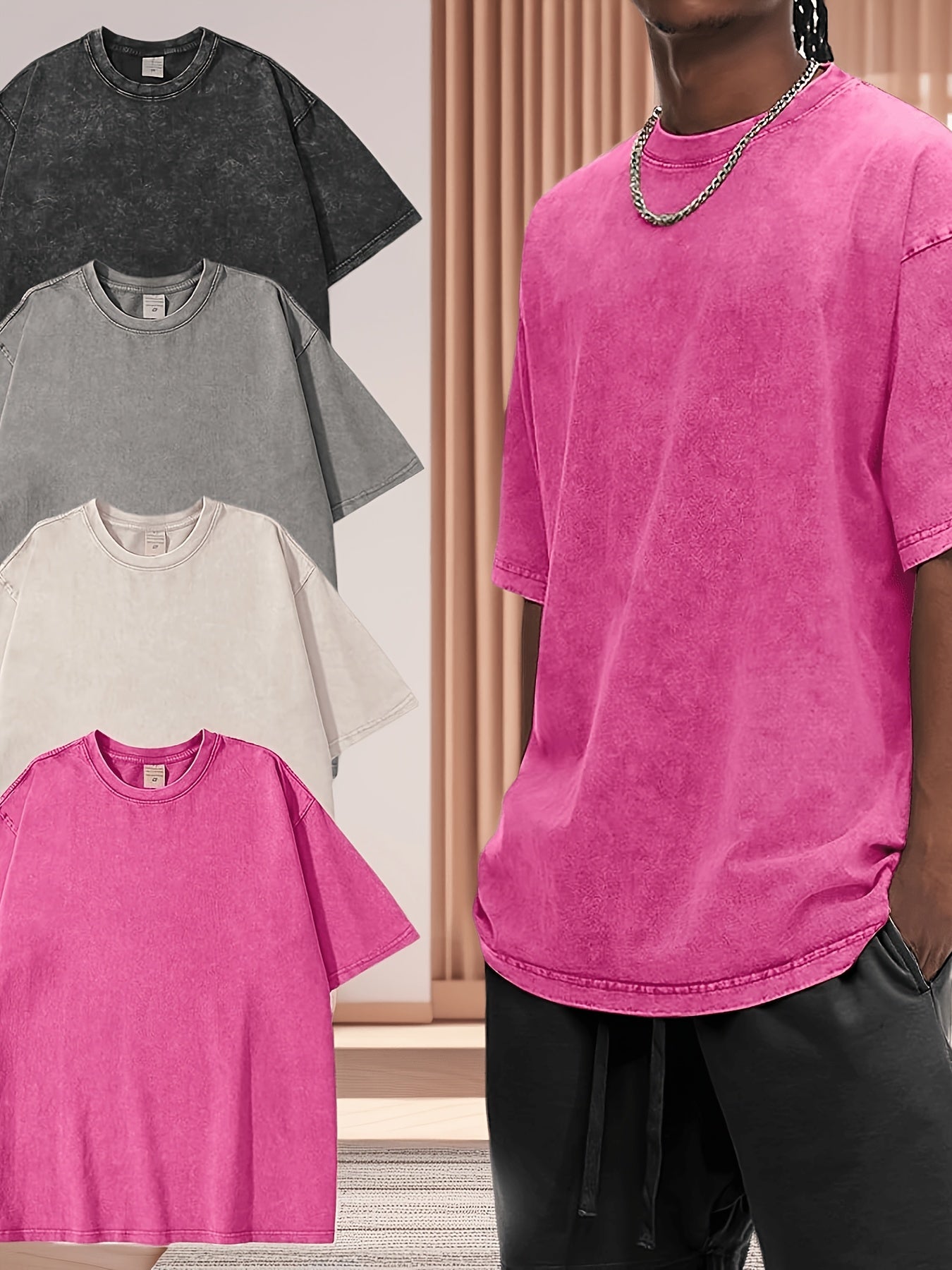 Women's Vintage Washed T-Shirt - 4-Pack Round Neck Short Sleeve