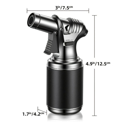Big Tank Kitchen Butane Torch Lighter Adjustable Flame & Safety Lock - Refillable Blow Torch with Refill Adapters for Creme Brulee, BBQ, Desserts & Baking | Butane Not Included