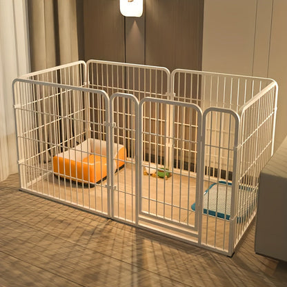 Indoor Dog Enclosure Stainless Steel Multi-Functional Playpen with Resting Play & Potty Training Areas - Flexible Modular Design for Small Medium Dogs Easy Assembly Pet Playpen