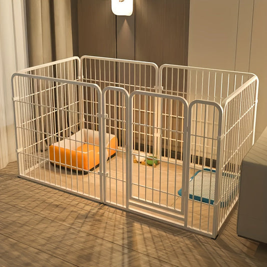 Indoor Dog Enclosure Stainless Steel Multi-Functional Playpen with Resting Play & Potty Training Areas - Flexible Modular Design for Small Medium Dogs Easy Assembly Pet Playpen