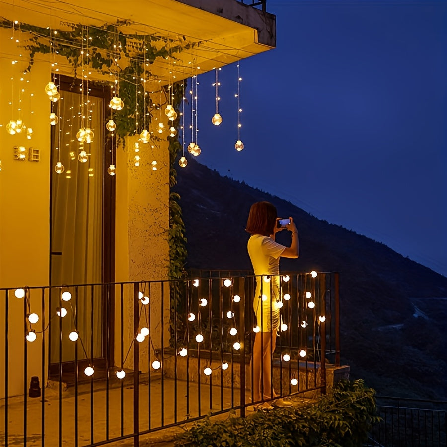 118.11" Wishing Ball String Lights with Remote Control, 2025 New Model, 8 Lighting Modes, 108 Leds, 12 Wishing Balls, Wall-Mounted, Plastic, for Home Gatherings, Party, Indoor Holiday Decorations, Car Additions, Room Decor, Mother'S Day Gifts