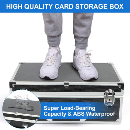Trading Card Case Aluminum Alloy with Key Lock – PSA Graded Slab Storage Box for TCG MTG Pokemon Sports Cards Collector Organizer