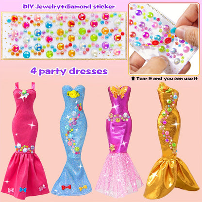 Fashion Doll Closet Wardrobe 139pcs Clothes Accessories Playset for 11.5 Inch Dolls – Princess Mermaid Dresses Shoes Hangers Handbags DIY Stickers Creative Gift for Girls Ages 3+ Birthday Christmas