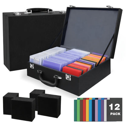 Trading Card Case Aluminum Alloy with Key Lock – PSA Graded Slab Storage Box for TCG MTG Pokemon Sports Cards Collector Organizer