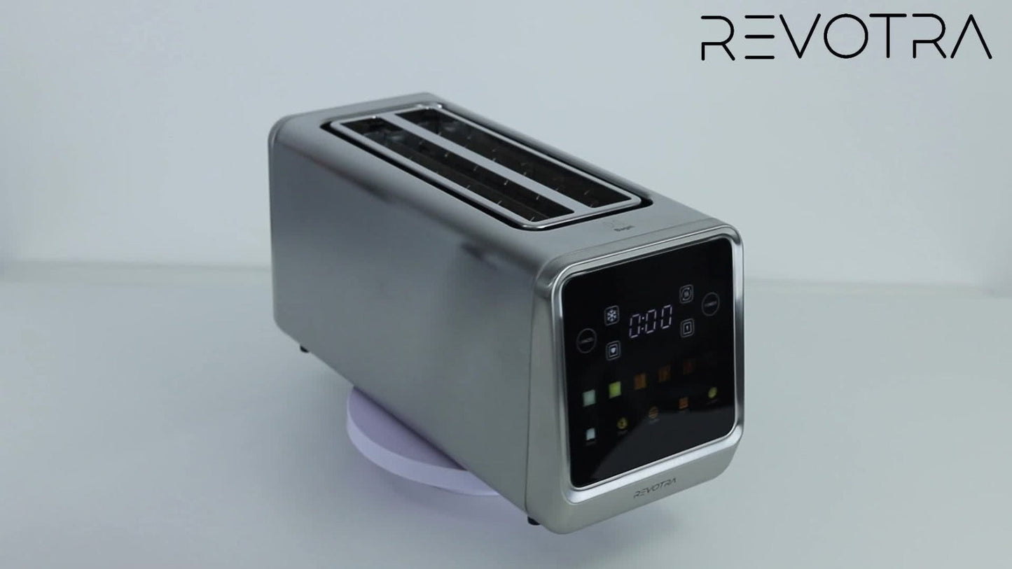 4-Slice Toaster Long Slot Stainless Steel – Touch Screen LED Display, 1.5" Wide Slots, Countdown Timer, Memory Function, Dual Control, 6 Shade Settings