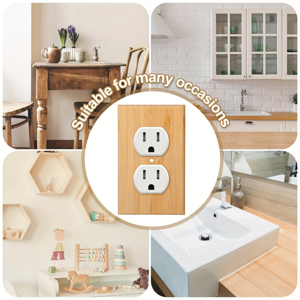 Wood Light Switch Panel Covers Set of 10 – Bamboo Solid Wood Socket Plates 4.5x2.76in, Double Hole, for Bedroom Kitchen Home Wall Decor
