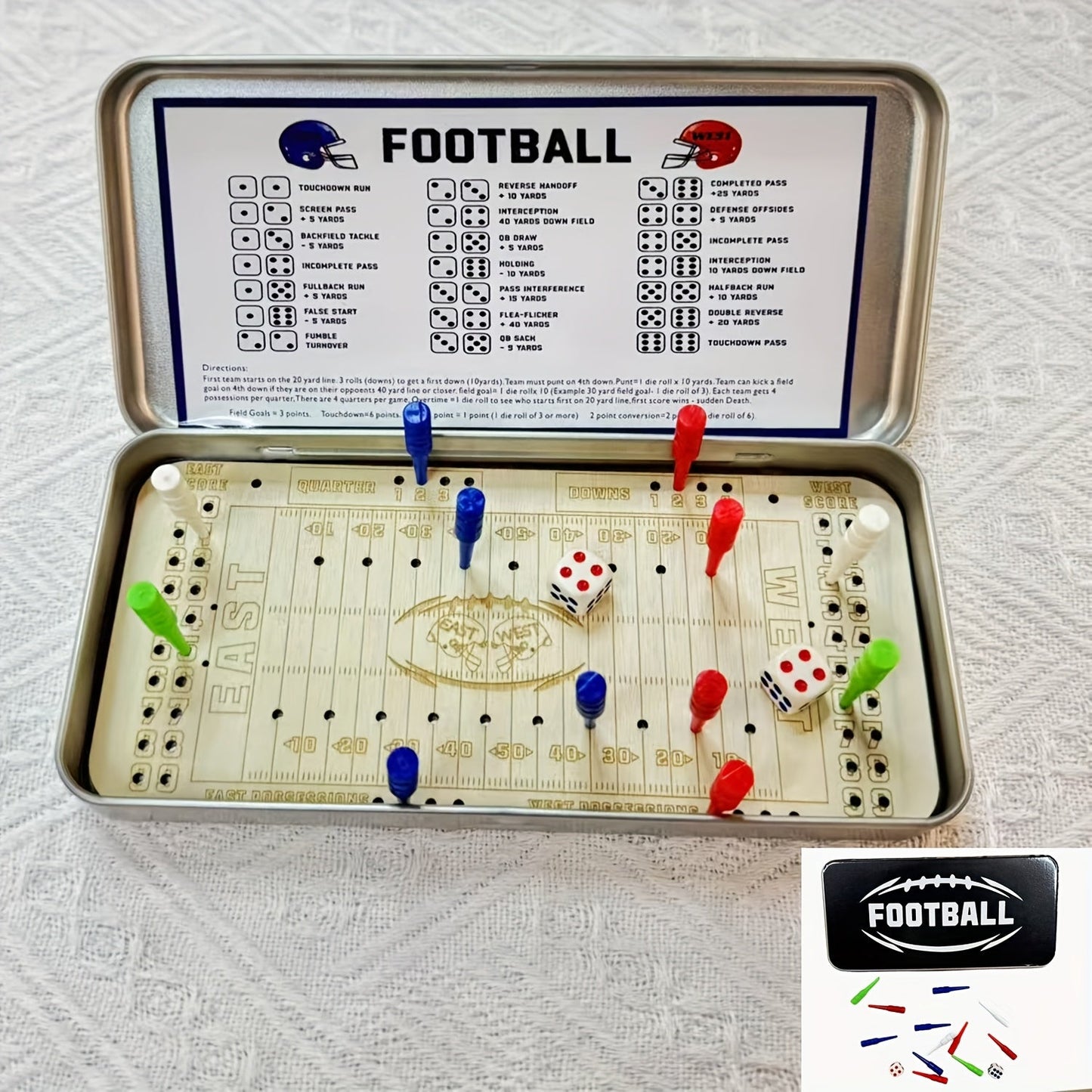 Sports Travel Board Game Set – Portable Wooden Baseball Softball Football Finger Dice Tabletop Game for Family Game Night, Parties & Kids Adults