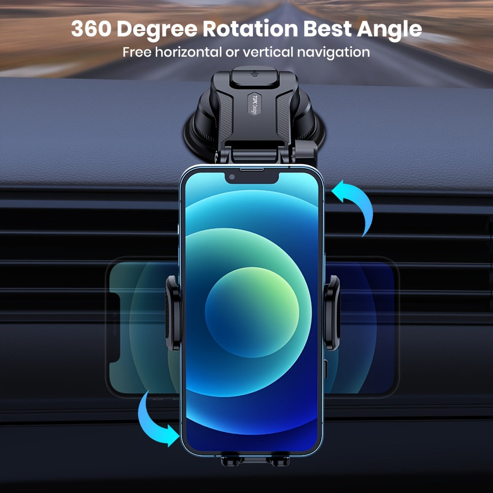 TOPK Upgrade Car Phone Holder Mount, Universal Cell Phone Car Mount for Dashboard Car Dash Mount Mobile Holder for iPhone, Samsung And All Android Smart Phones