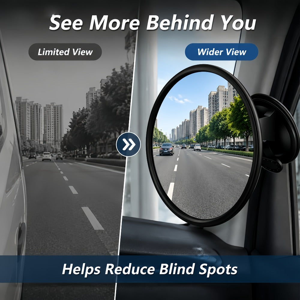 Convex Car Rearview Mirror 360° Rotating - Wide Angle Blind Spot Mirror with Silicone Suction Cup Mount for Cars Trucks SUVs Motorcycles